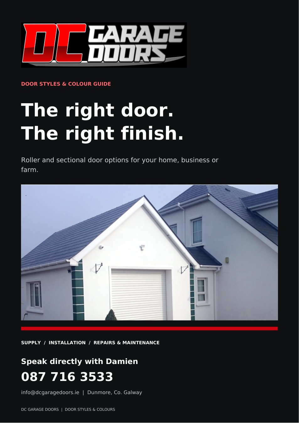 DC Garage Doors door styles and colour guide cover