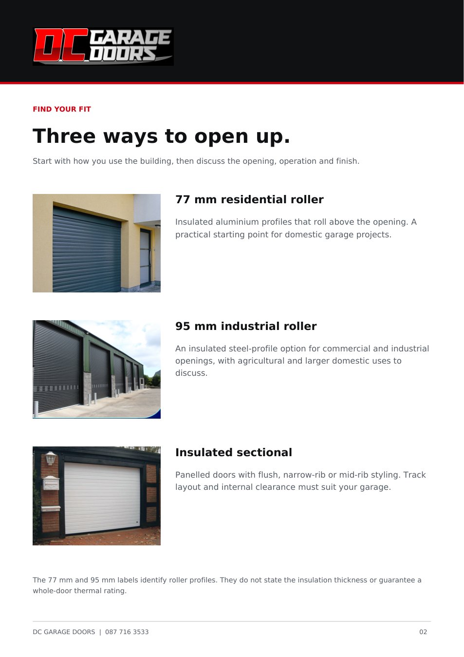 Brochure page 2: Choose your door