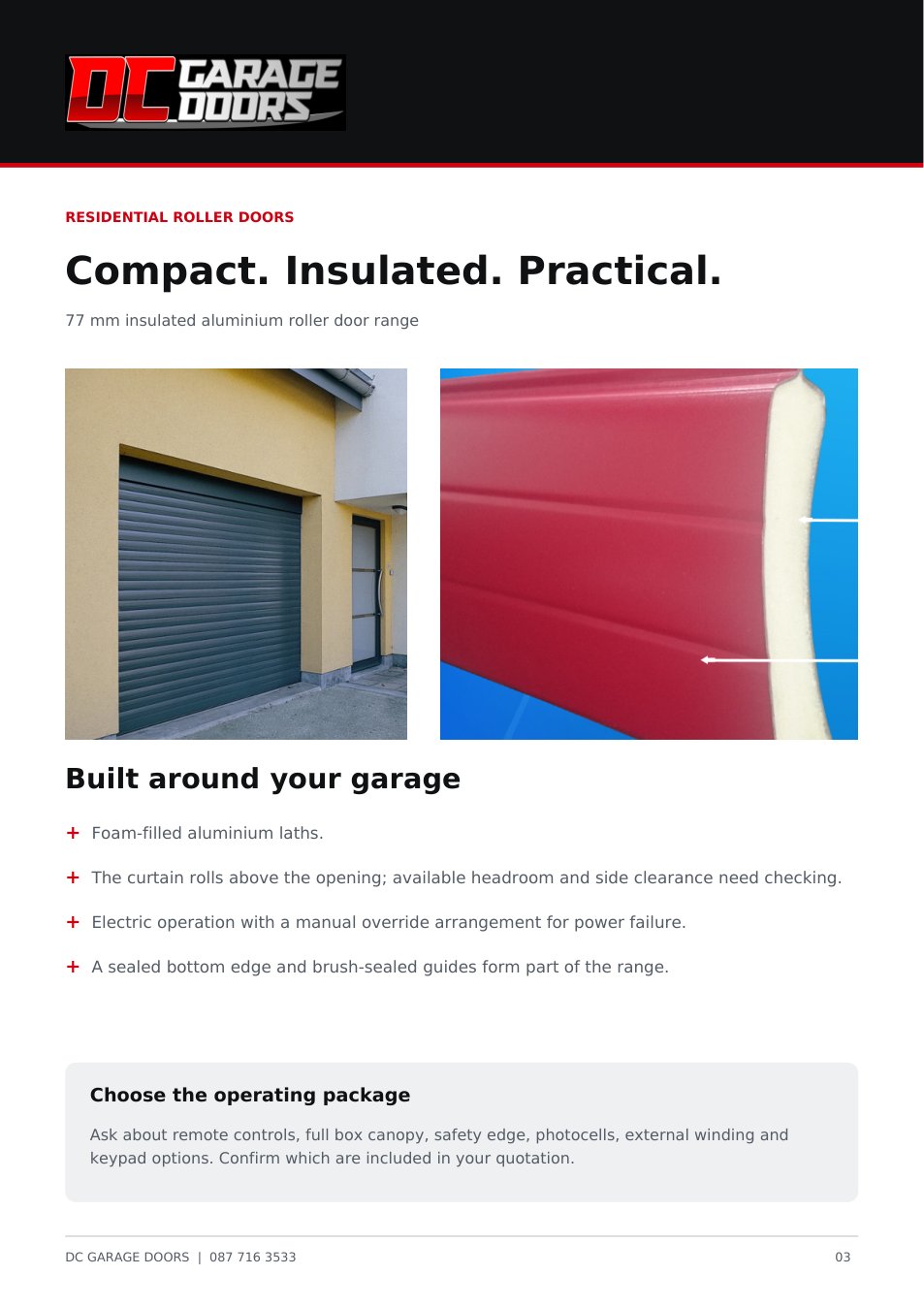 Brochure page 3: Residential roller doors