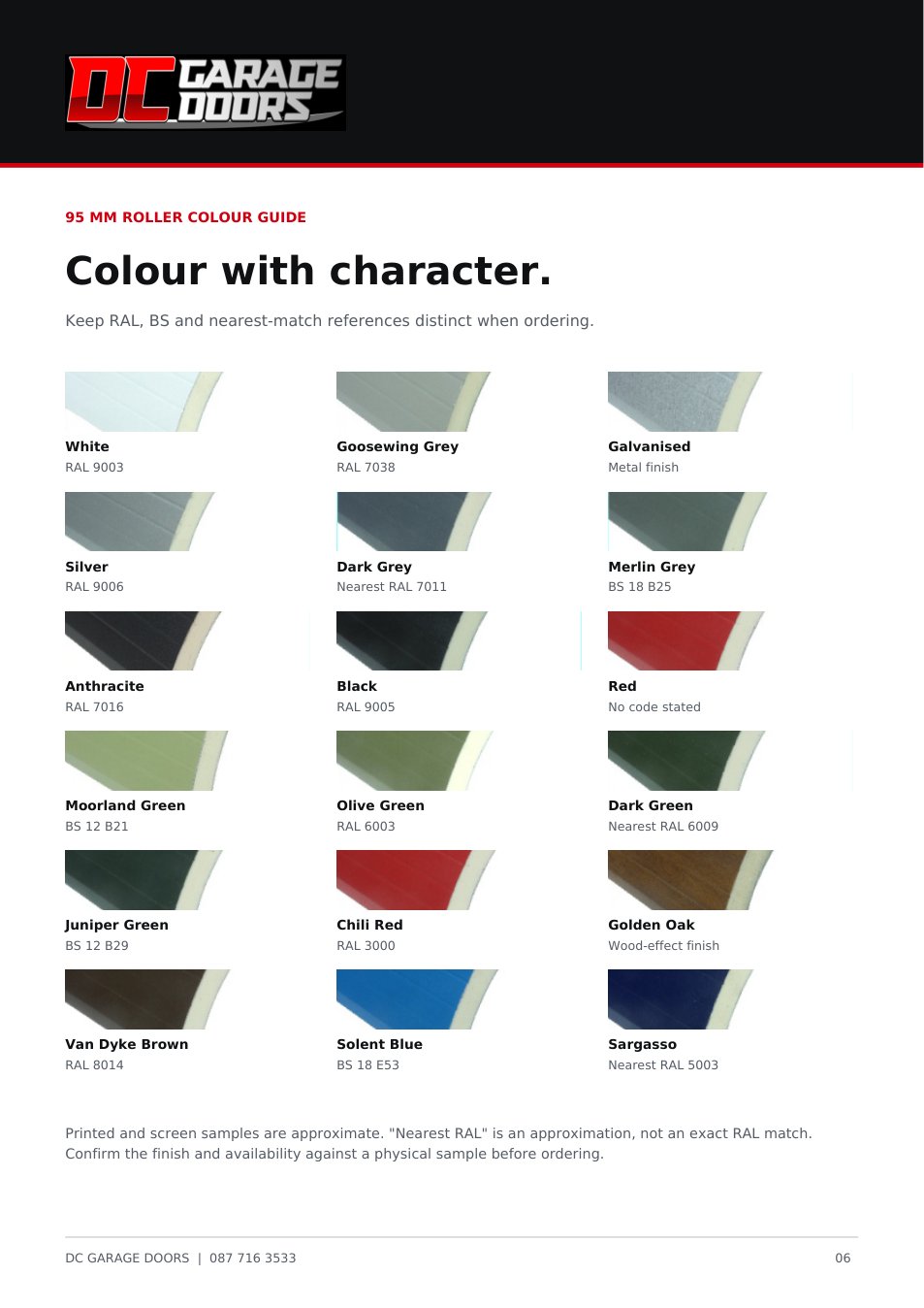 Brochure page 6: 95 mm roller colours