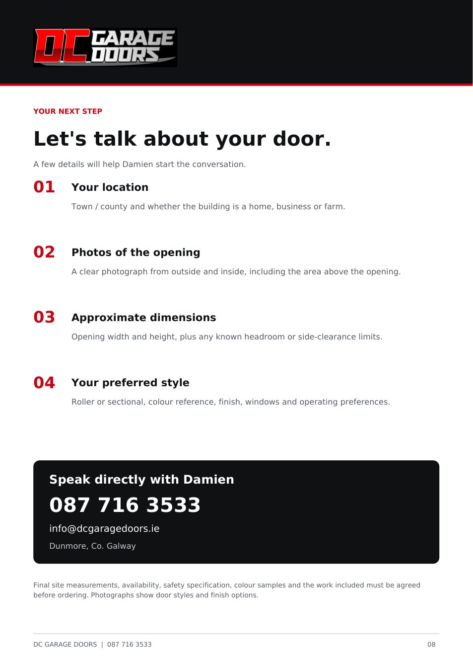 Brochure page 8: Contact Damien
