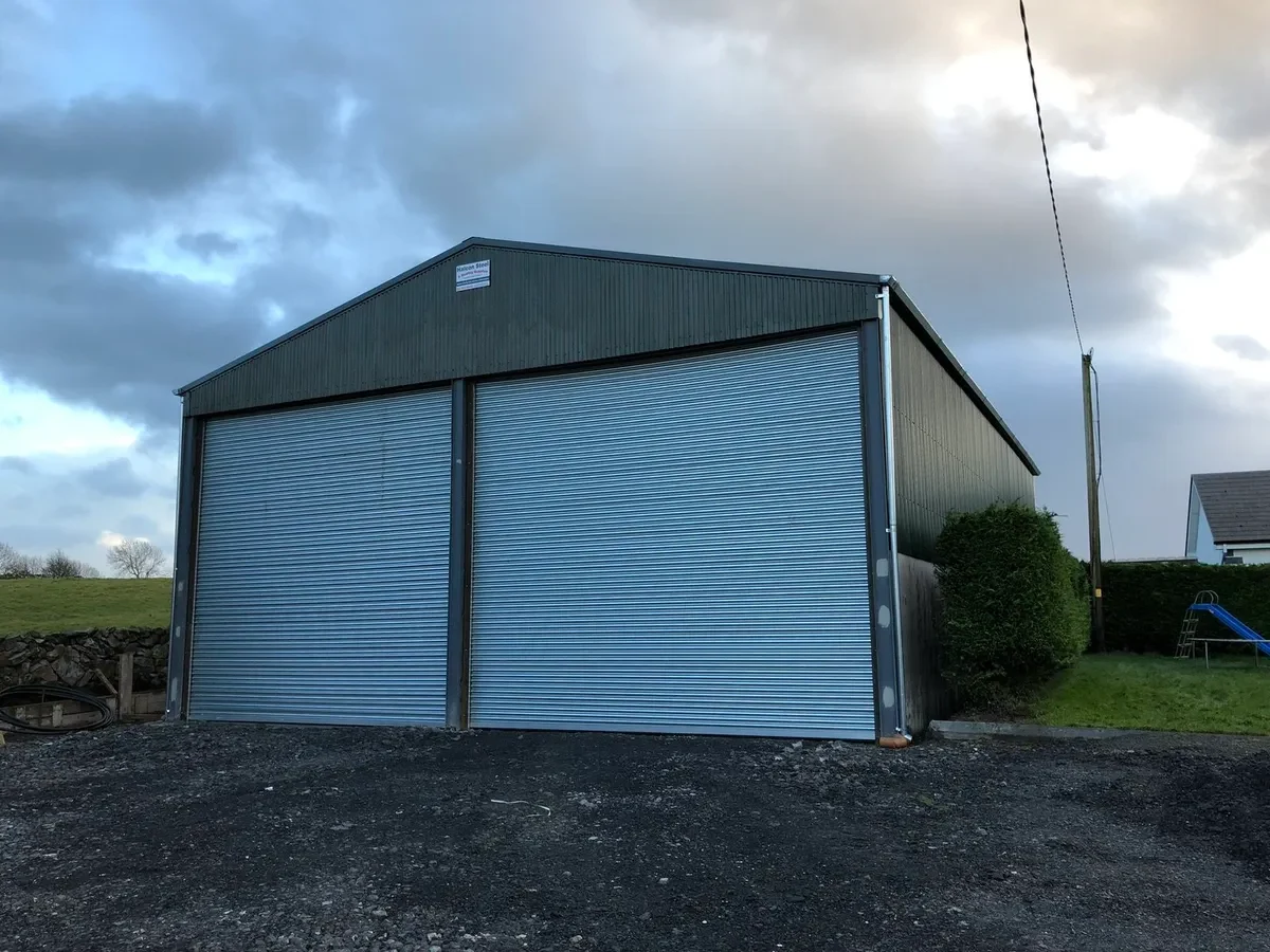 Twin blue roller doors