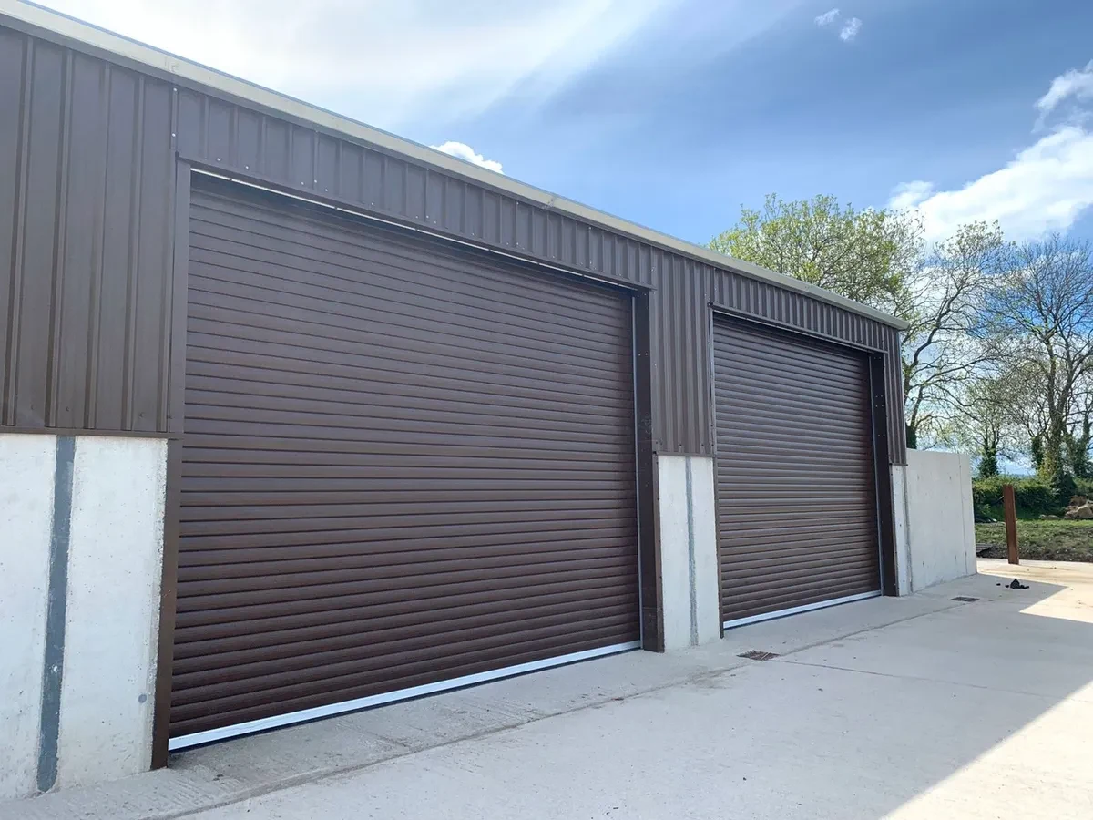 Twin brown roller doors